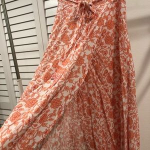 Long floral wrap skirt